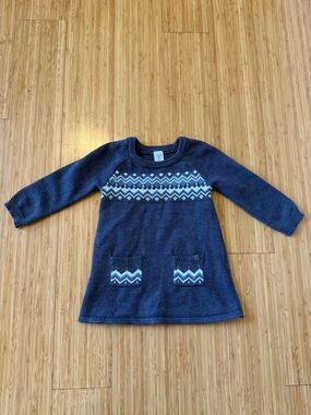 Modern Moments Gray and White Fair Isle Knit Baby Dress